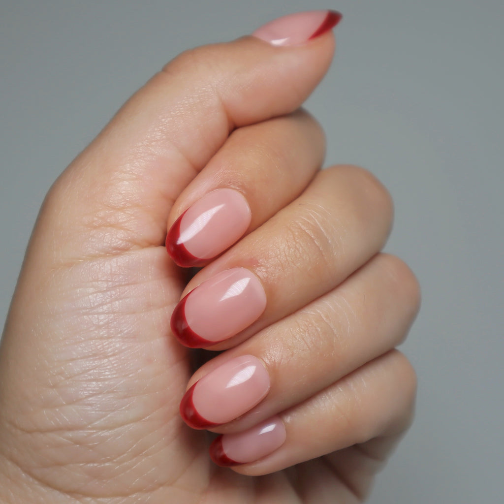 faux-ongles french bordeaux gloomie nails