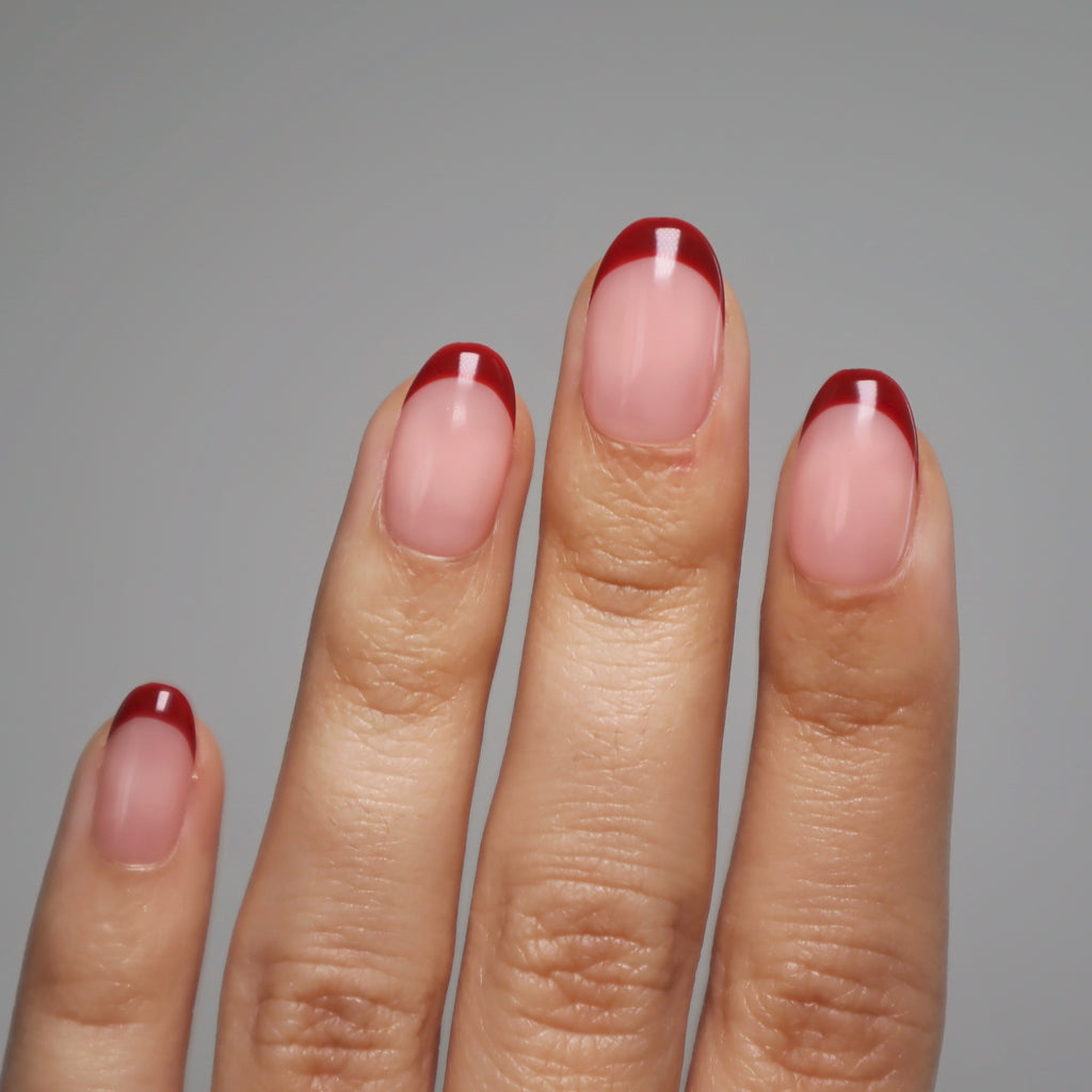 faux-ongles french bordeaux gloomie nails